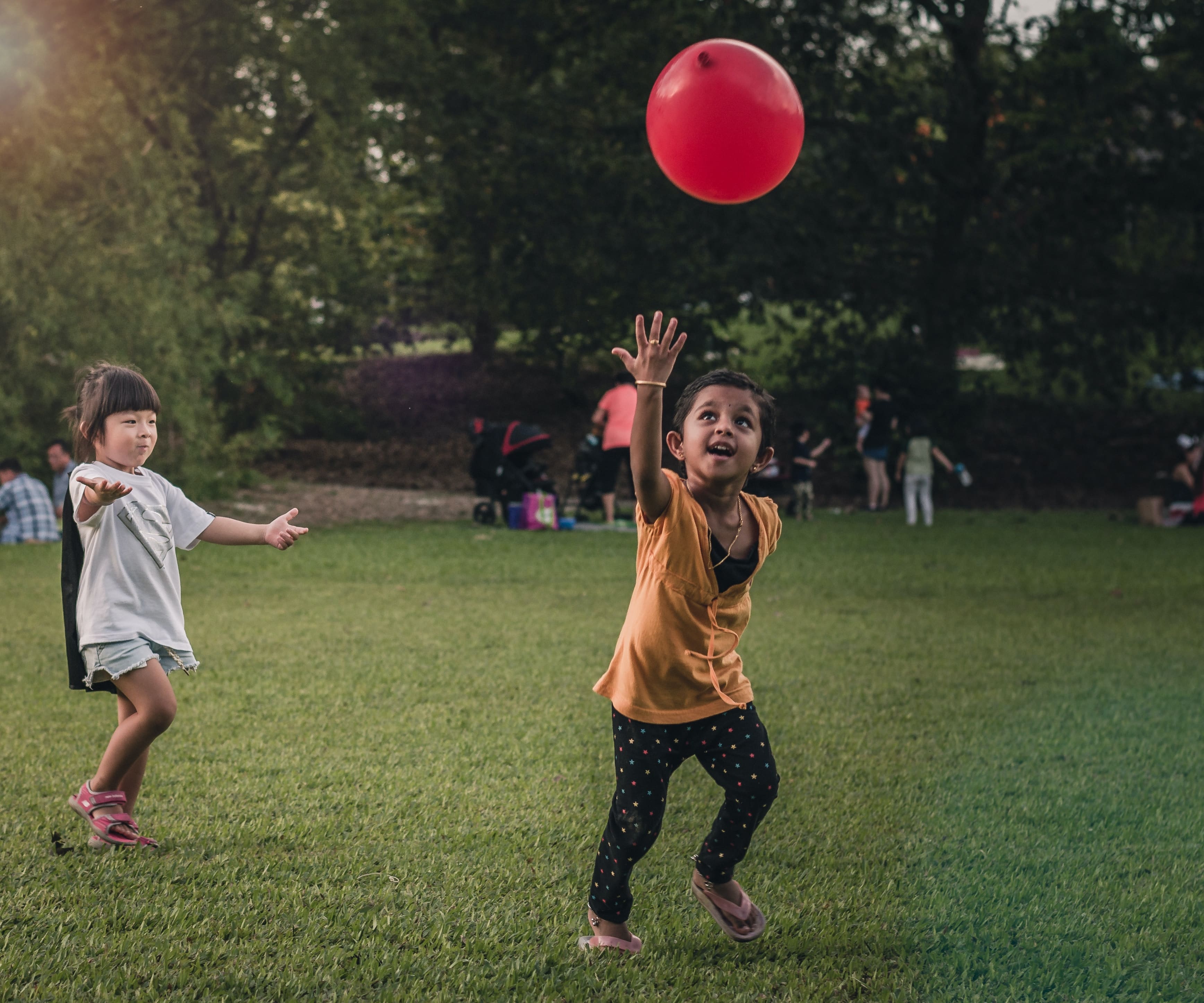 Kids Playing with a Balloon at a Park