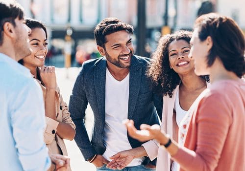 A Group of People Chatting